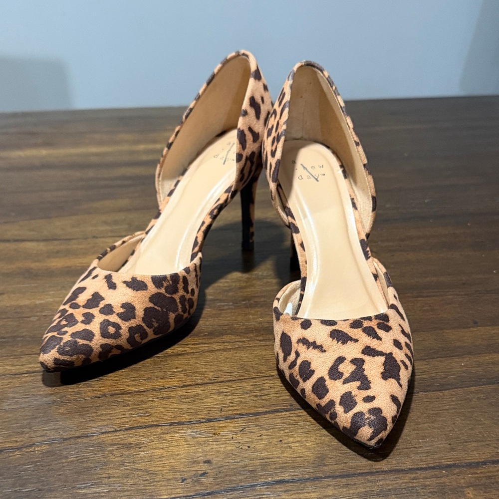 A New Day Leopard Print Pointed Toe  Pumps - Tan